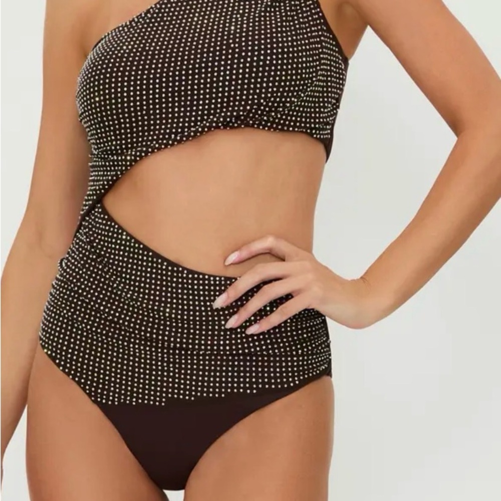 Beach Riot Black Anja One Piece with rhinestones